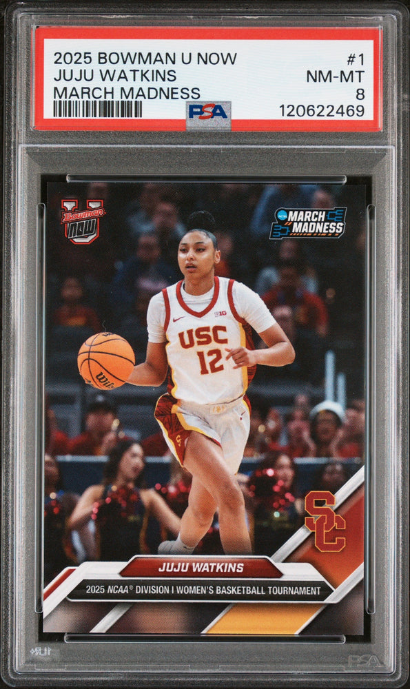 Graded 2025 Topps Bowman U Now JuJu Watkins #1 March Madness Rookie RC Basketball Card PSA 8 Near Mint (ONLINE ORDER ONLY)