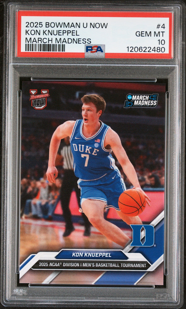 Graded 2025 Topps Bowman U Now Kon Knueppel #4 March Madness Rookie RC Basketball Card PSA 10 Gem Mint (ONLINE ORDER ONLY)