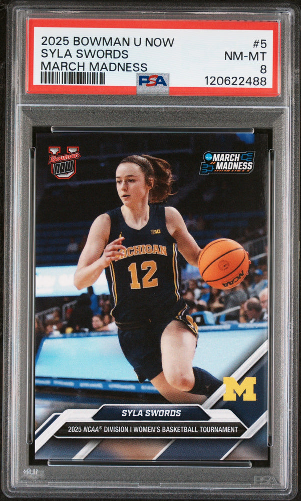 Graded 2025 Topps Bowman U Now Syla Swords #5 March Madness Rookie RC Basketball Card PSA 8 Near Mint (ONLINE ORDER ONLY)