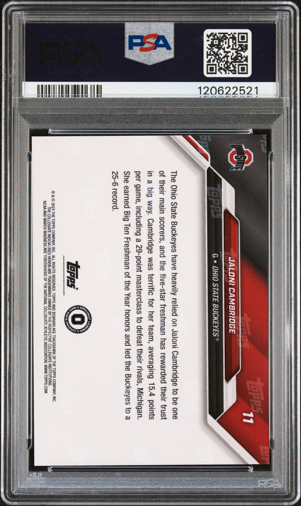 Graded 2025 Topps Bowman U Now Jaloni Cambridge #11 March Madness Black Rookie RC Basketball Card PSA 10 Gem Mint (ONLINE ORDER ONLY)