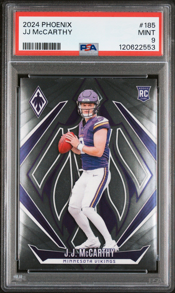 Graded 2024 Panini Phoenix JJ McCarthy #185 Rookie RC Football Card PSA 9 Mint (ONLINE ORDER ONLY)