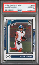 Graded 2024 Panini Donruss Optic Malik Nabers #271 Rookie RC Football Card PSA 10 Gem Mint (ONLINE ORDER ONLY)