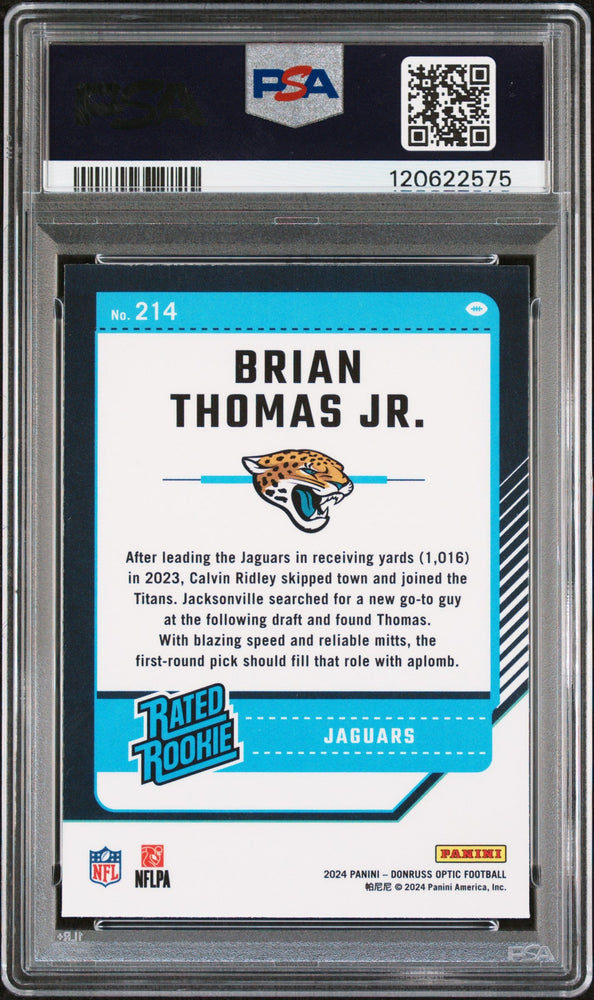 Graded 2024 Panini Donruss Optic Brian Thomas Jr. #214 Rookie RC Football Card PSA 6 Excellent (ONLINE ORDER ONLY)