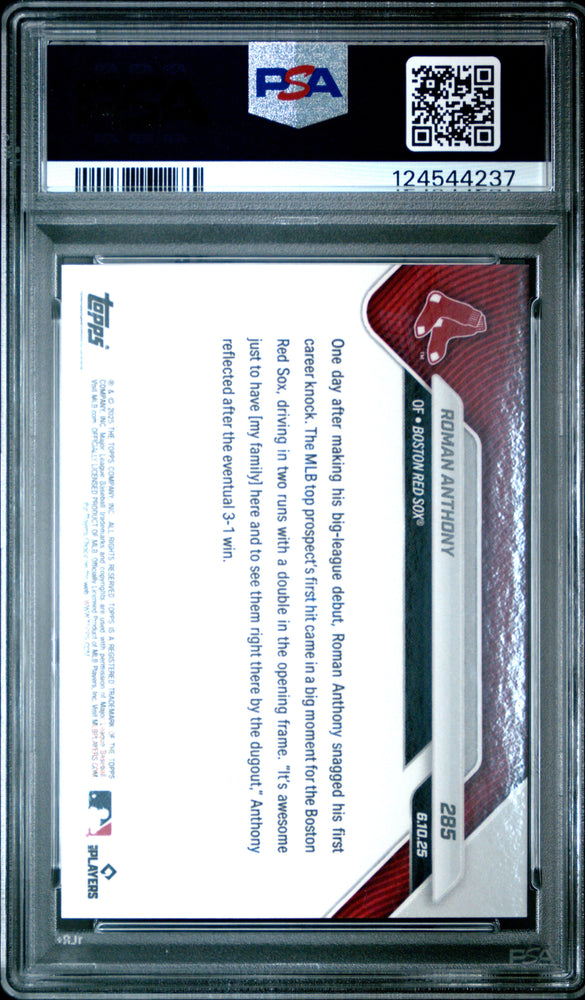 Graded 2025 Topps Now Roman Anthony #285 Rookie RC Baseball Card PSA 8 Near Mint (ONLINE ORDER ONLY)