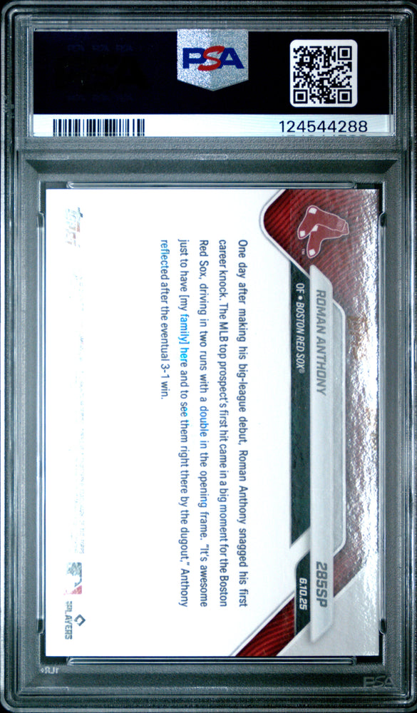 Graded 2025 Topps Now Roman Anthony #285SP Rookie RC Baseball Card PSA 10 Gem Mint (ONLINE ORDER ONLY)