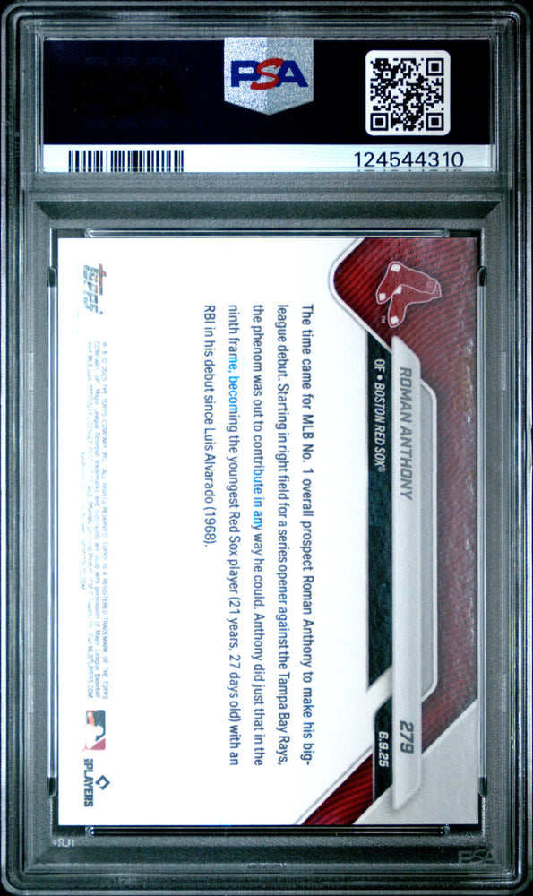 Graded 2025 Topps Now Roman Anthony #279 Rookie RC Baseball Card PSA 9 Mint (ONLINE ORDER ONLY)