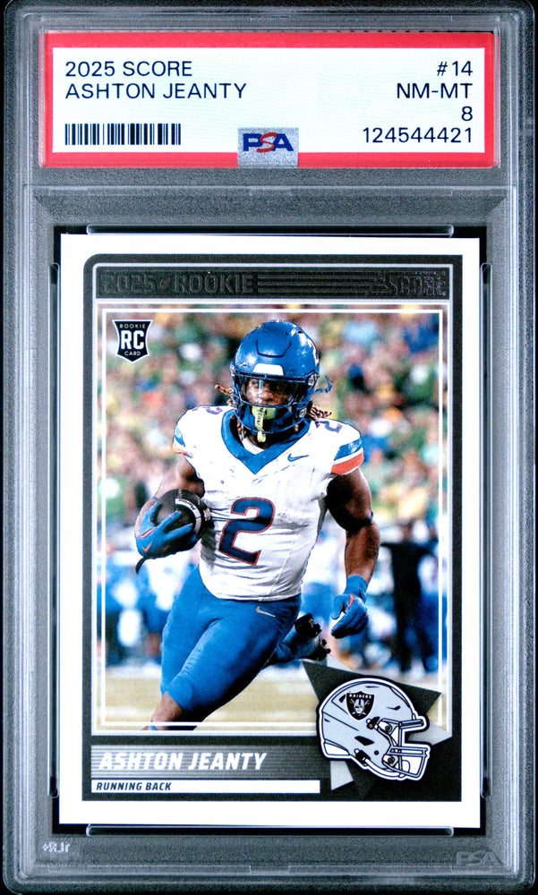 Graded 2025 Panini Score Ashton Jeanty #14 Rookie RC Football Card PSA 8 Near Mint (ONLINE ORDER ONLY)