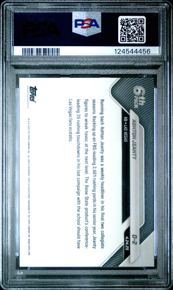 Graded 2025 Topps Now Ashton Jeanty #D2 Rookie RC Football Card PSA 8 Near Mint (ONLINE ORDER ONLY)