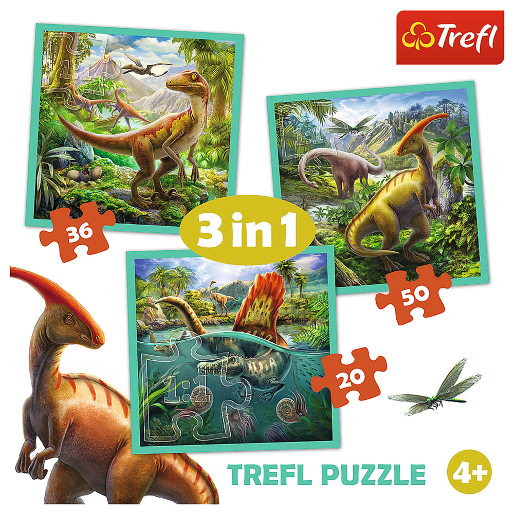Trefl Preschool 3 in 1 Puzzle - The Extraordinary World of Dinosaurs (ONLINE ORDER ONLY)
