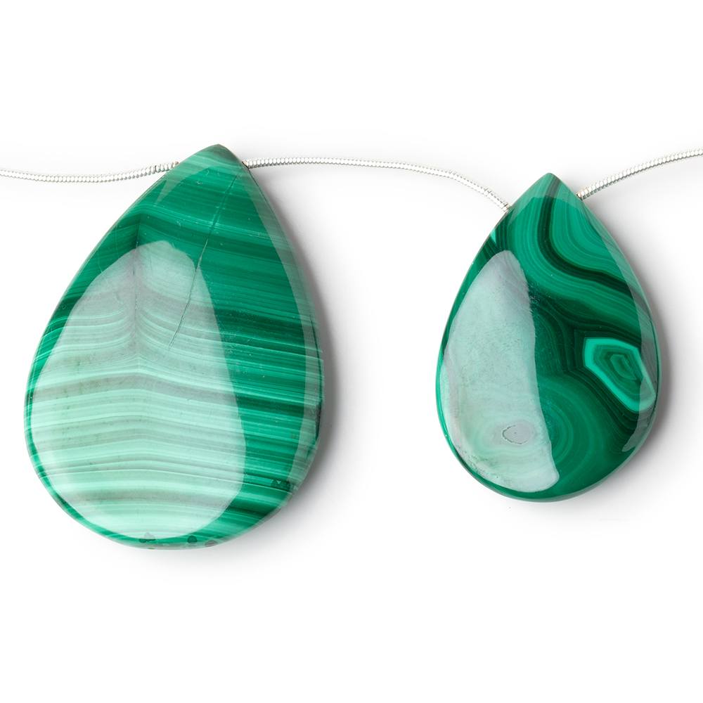 34x25-49x36mm Malachite Plain Pear Briolettes 6 inch 5 Beads (ONLINE ORDER ONLY)