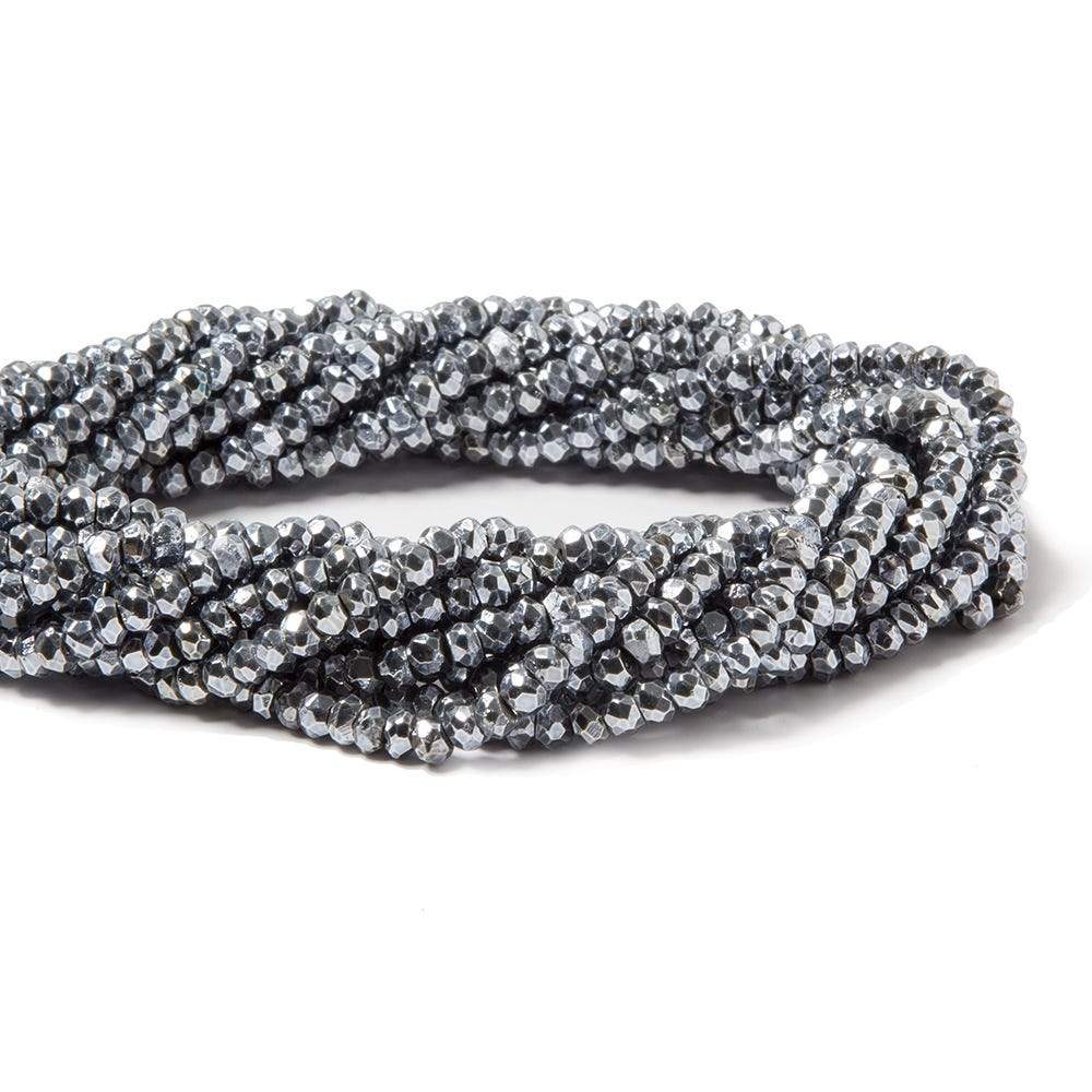 3.5-4mm Metallic Bluish Silver plated Pyrite faceted rondelle Beads 13 inch 104 pcs (ONLINE ORDER ONLY)