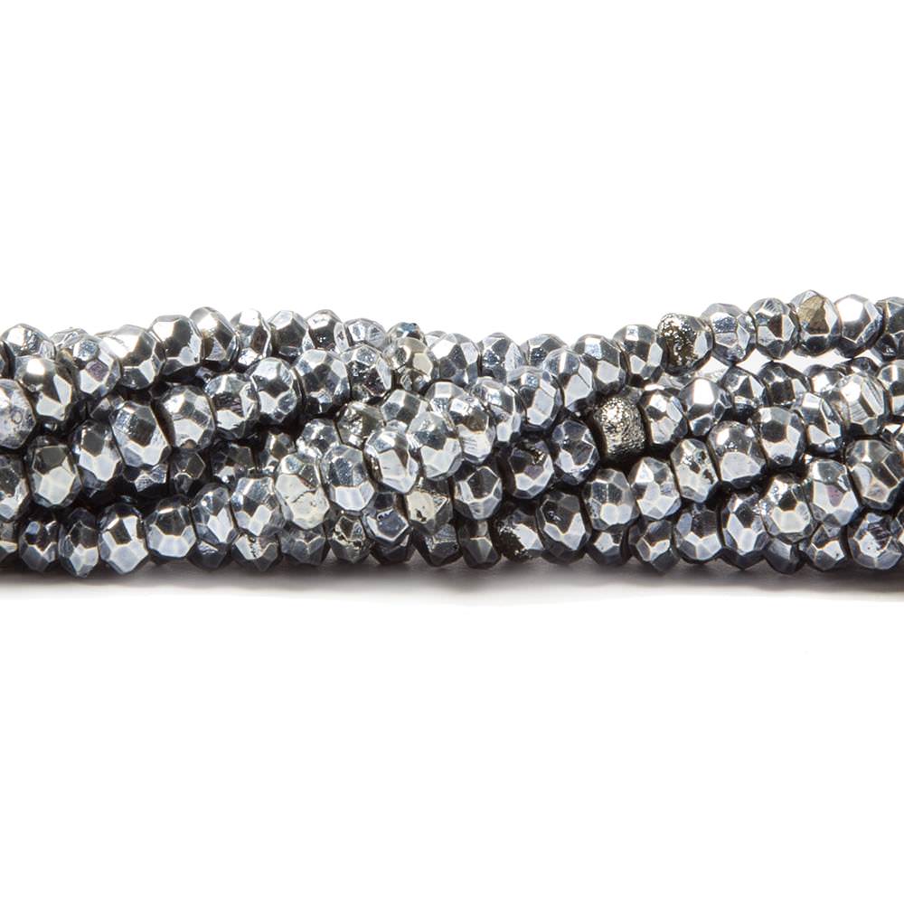 3.5-4mm Metallic Bluish Silver plated Pyrite faceted rondelle Beads 13 inch 104 pcs (ONLINE ORDER ONLY)