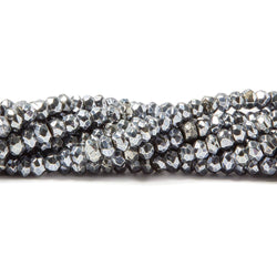 3.5-4mm Metallic Bluish Silver plated Pyrite faceted rondelle Beads 13 inch 104 pcs (ONLINE ORDER ONLY)