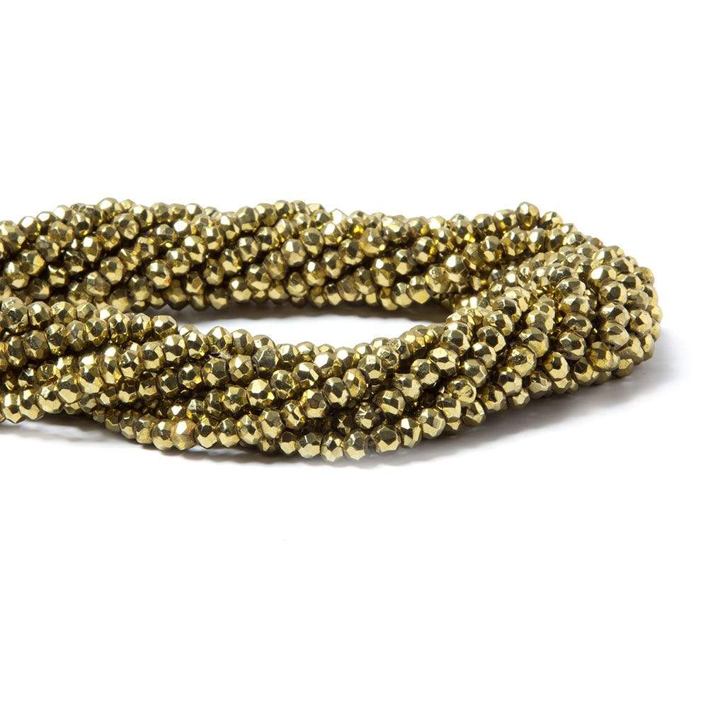 3.5-4mm Metallic Gold plated Pyrite faceted rondelle Beads 13 inch 118 pcs