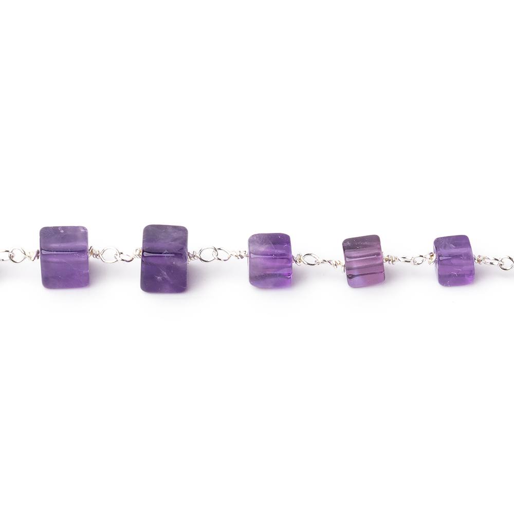 3.5-5mm Amethyst Plain Cubes on Sterling Silver Chain (ONLINE ORDER ONLY)