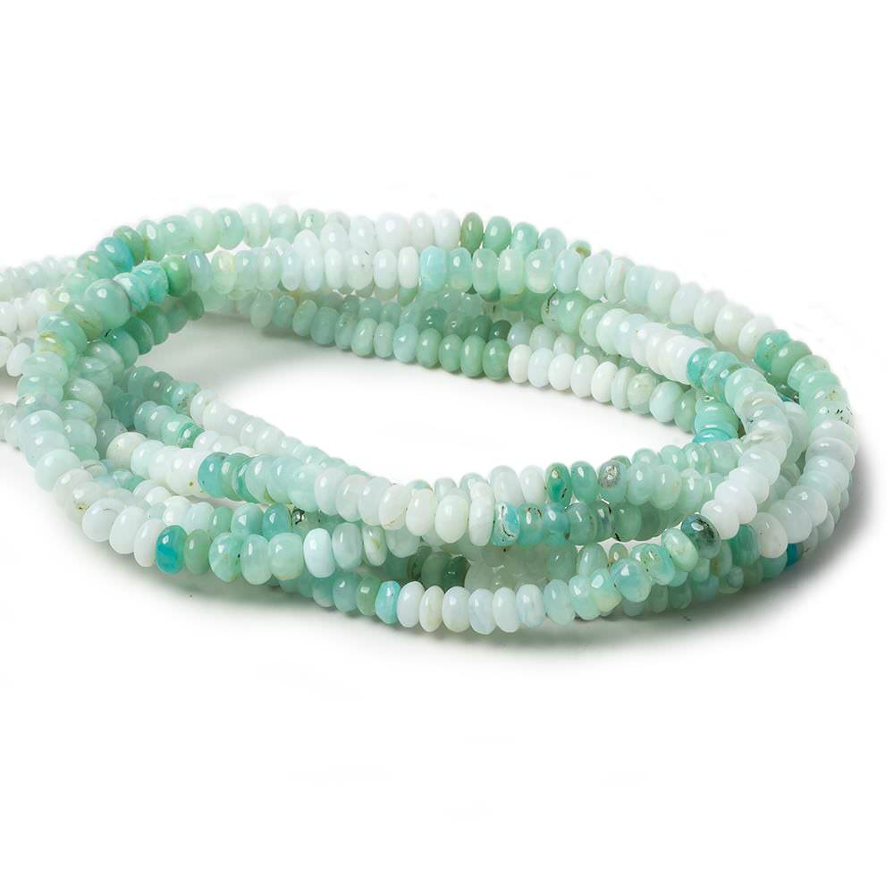 3.5-5mm Mint Blue Peruvian Opal plain rondelle beads 18 inch 167 pieces AA (ONLINE ORDER ONLY)