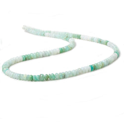 3.5-5mm Mint Blue Peruvian Opal plain rondelle beads 18 inch 167 pieces AA (ONLINE ORDER ONLY)