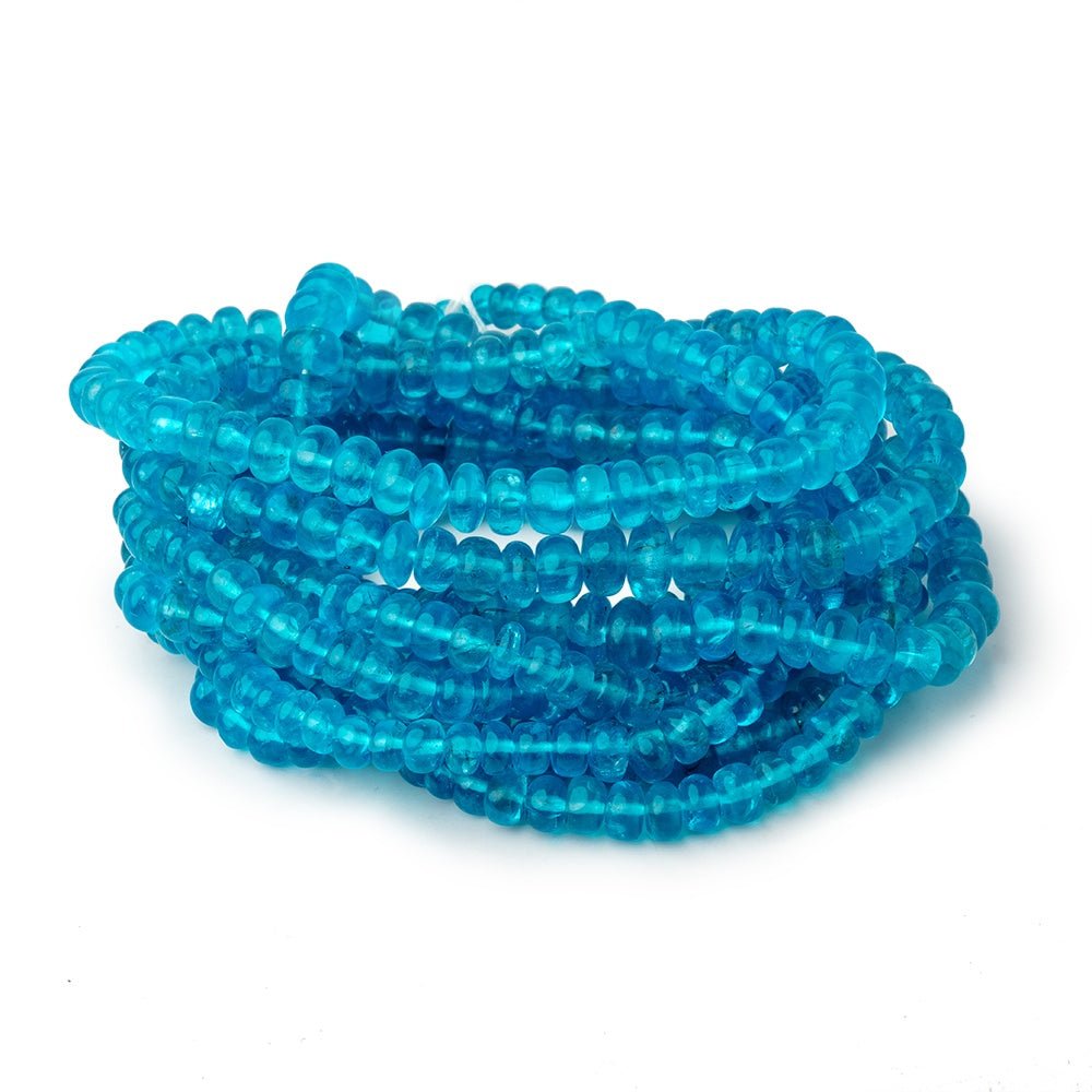 3.5-5mm Neon Blue Apatite Plain Rondelle Beads 18 inch 166 pieces AA (ONLINE ORDER ONLY)