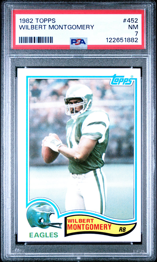 Graded 1982 Topps Wilbert Montgomery #452 Football Card PSA 7 Near Mint (ONLINE ORDER ONLY)