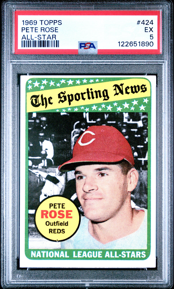 Graded 1969 Topps Pete Rose #424 Baseball Card PSA 5 Excellent (ONLINE ORDER ONLY)