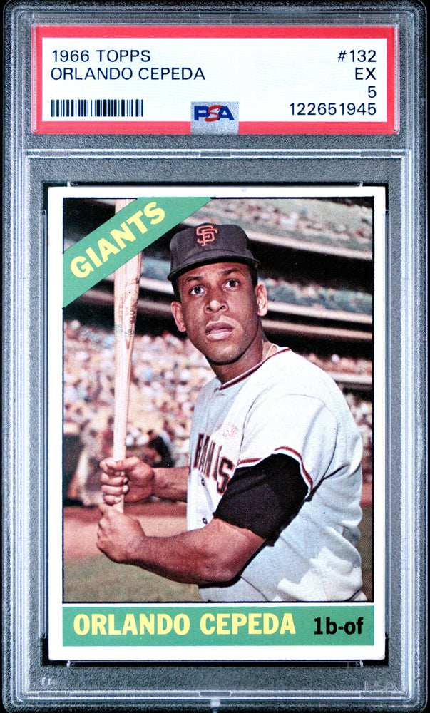 Graded 1966 Topps Orlando Cepeda #132 Baseball Card PSA 5 Excellent (ONLINE ORDER ONLY)