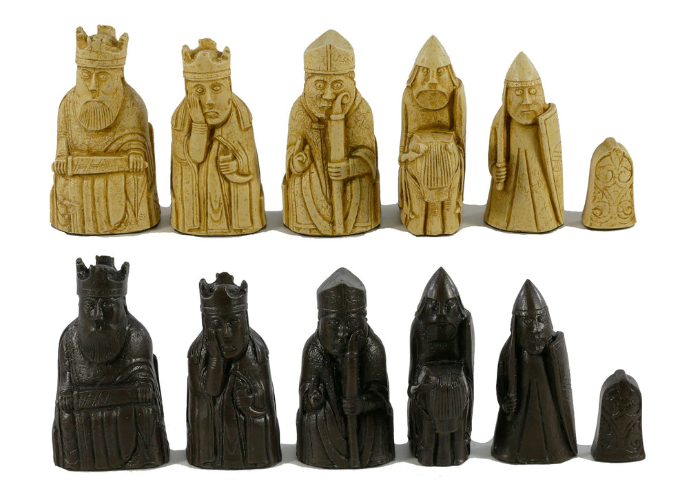 Chess Set - Isle of Lewis Resin Chessmen on Walnut/Maple Chess Board (ONLINE ORDER ONLY)