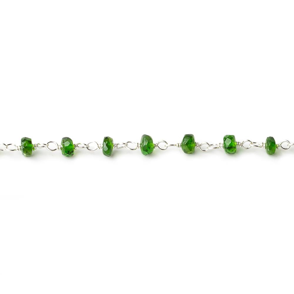 3.5mm Chrome Tourmaline faceted rondelle Silver .925 Chain by the foot (ONLINE ORDER ONLY)