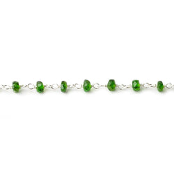 3.5mm Chrome Tourmaline faceted rondelle Silver .925 Chain by the foot (ONLINE ORDER ONLY)