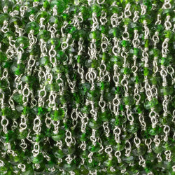 3.5mm Chrome Tourmaline faceted rondelle Silver .925 Chain by the foot (ONLINE ORDER ONLY)