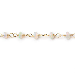 4-4.5mm Ethiopian Opal Plain Rondelles on Vermeil Hand Wrapped Chain