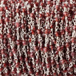 3.5mm Garnet Micro Faceted Rondelles on Silver Plated Chain (ONLINE ORDER ONLY)