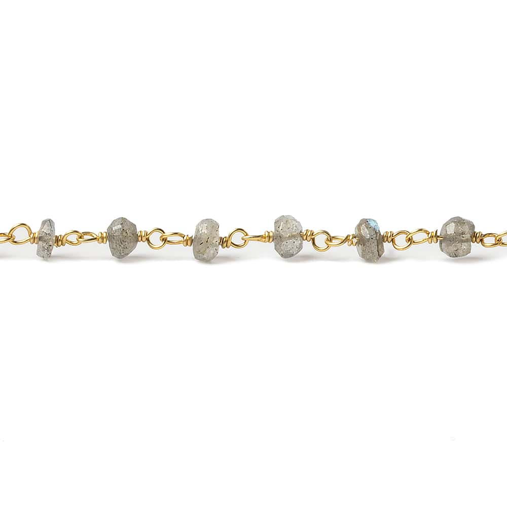 3.5mm Labradorite faceted rondelle Vermeil Chain by the foot (ONLINE ORDER ONLY)