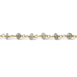 3.5mm Labradorite faceted rondelle Vermeil Chain by the foot (ONLINE ORDER ONLY)
