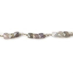 3.5mm Multi Color Umba Sapphire faceted cube Silver .925 Chain by the foot (ONLINE ORDER ONLY)