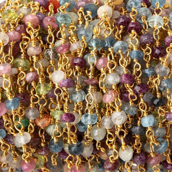 3.5mm Multi Gemstone Faceted Rondelles on Vermeil Chain (ONLINE ORDER ONLY)