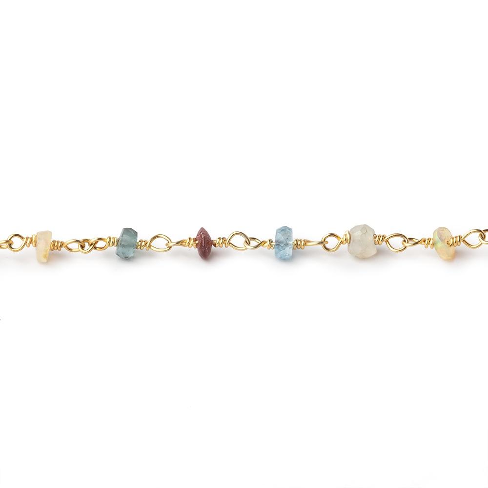 3.5mm Multi Gemstone Faceted Rondelles on Vermeil Chain (ONLINE ORDER ONLY)