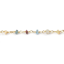 3.5mm Multi Gemstone Faceted Rondelles on Vermeil Chain (ONLINE ORDER ONLY)