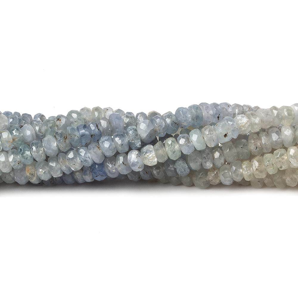 3.5mm White & Light Blue Sapphire faceted rondelles 18 inch 225 pieces A (ONLINE ORDER ONLY)
