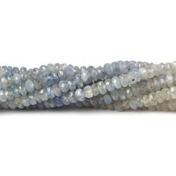 3.5mm White & Light Blue Sapphire faceted rondelles 18 inch 225 pieces A (ONLINE ORDER ONLY)
