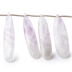35x13-46x10mm Bi-Color Amethyst & Crystal Quartz Faceted Pears 7.5 inch 13 Beads