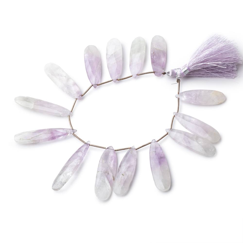 35x13-46x10mm Bi-Color Amethyst & Crystal Quartz Faceted Pears 7.5 inch 13 Beads