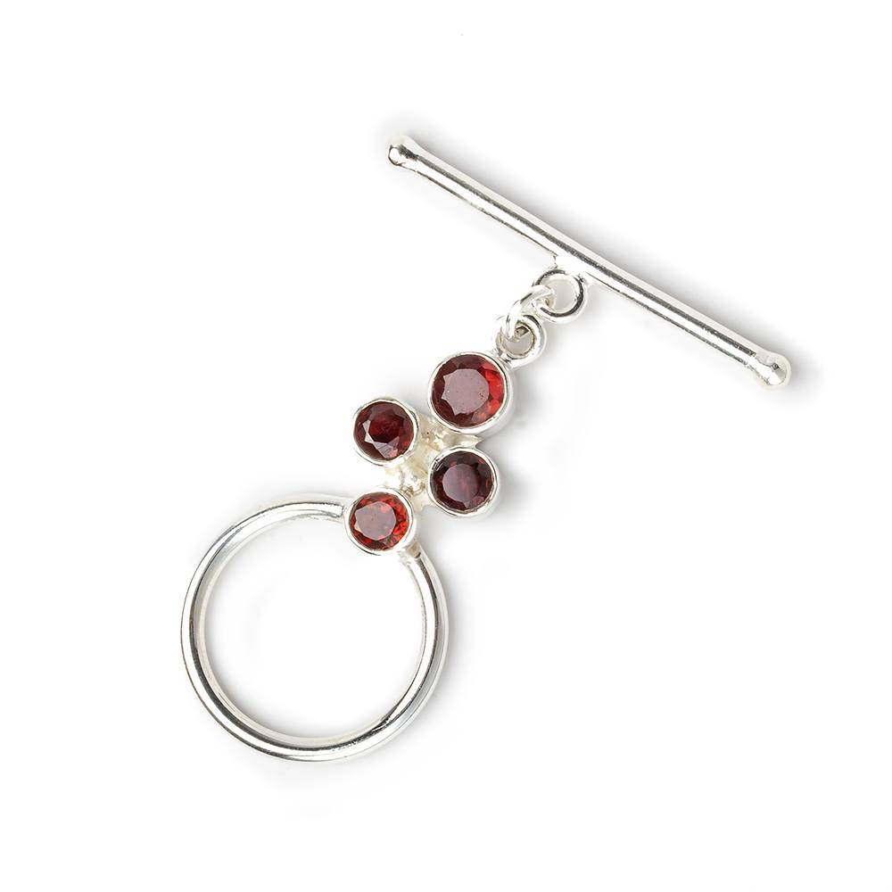 35x18mm Sterling Silver Toggle Round with Four Garnet 1 Finding (ONLINE ORDER ONLY)