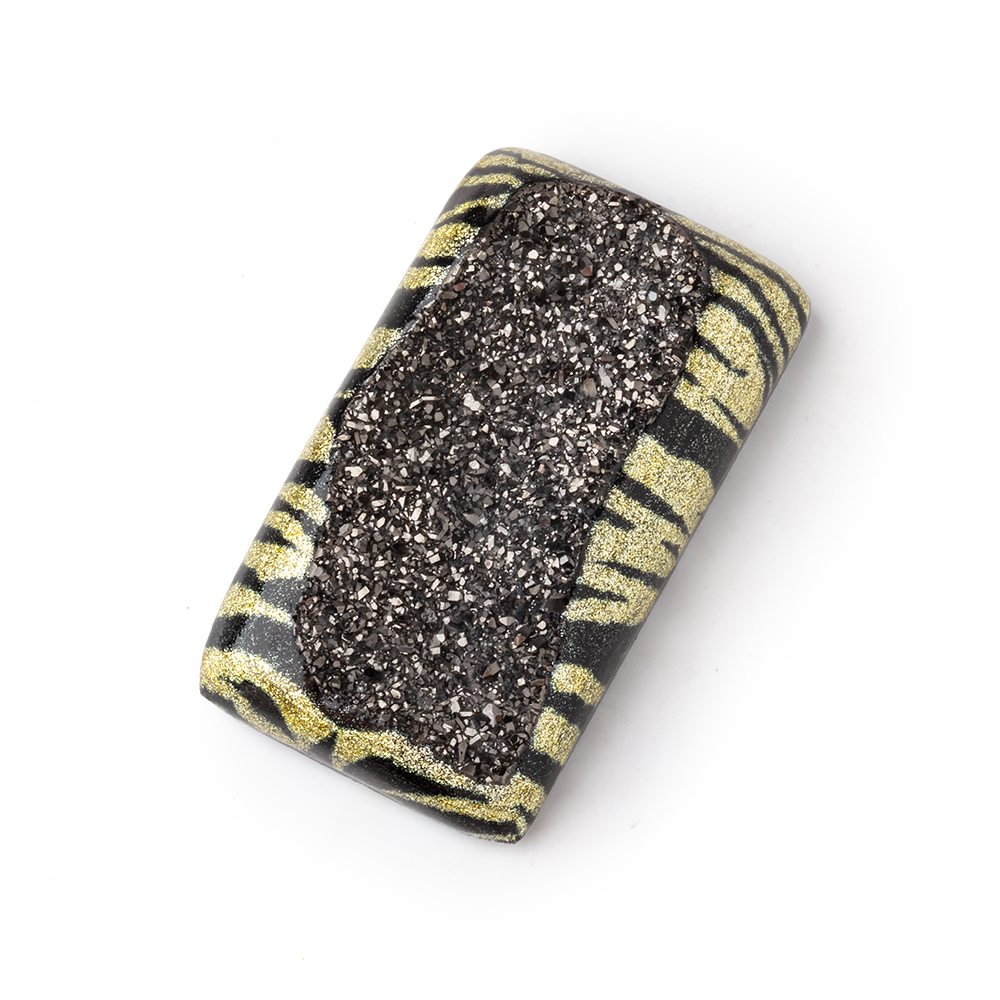 35x20mm Hand Painted Drusy Rectangular Cabochon 1 Focal Piece (ONLINE ORDER ONLY)