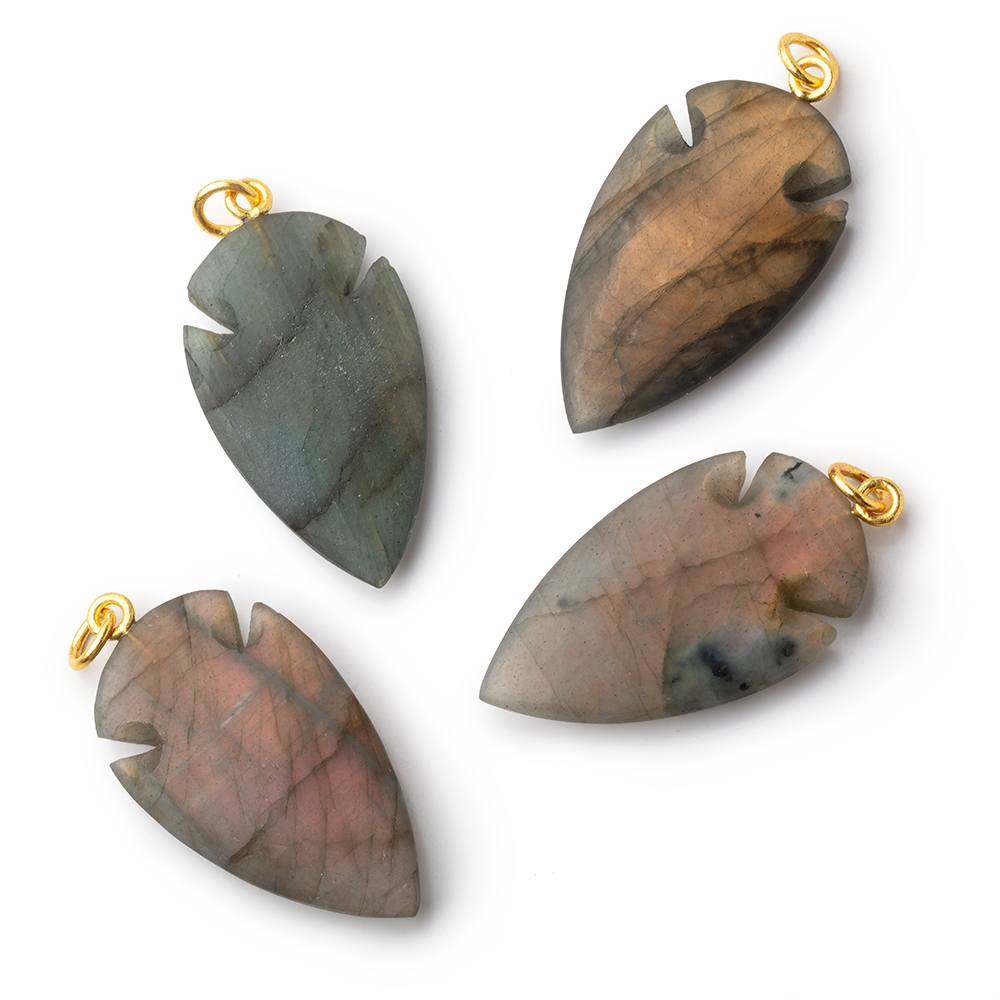 35x20mm Labradorite Matte Arrowhead Focal Pendant 1 piece