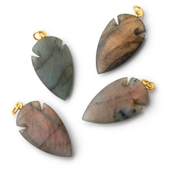 35x20mm Labradorite Matte Arrowhead Focal Pendant 1 piece
