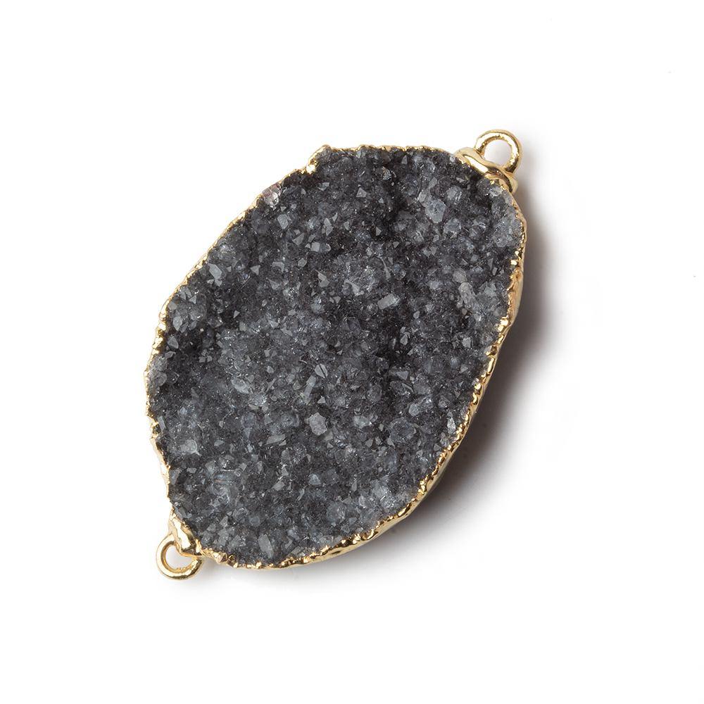 35x25x6mm Gold Leaf Grey Agate Drusy Free Shape Connector 1 Bead (ONLINE ORDER ONLY)