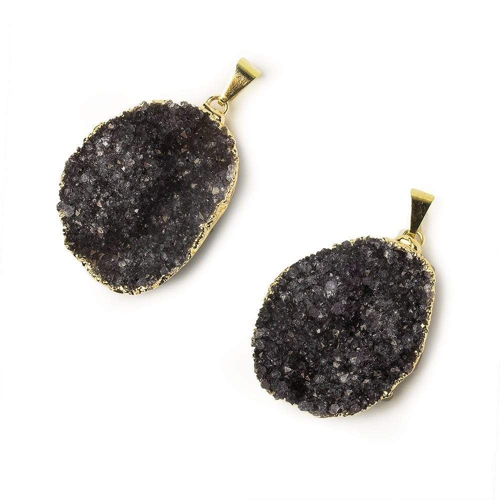 35x28x6mm Gold Leafed Amethyst Drusy Pendant with Gold Bail 1 piece (ONLINE ORDER ONLY)