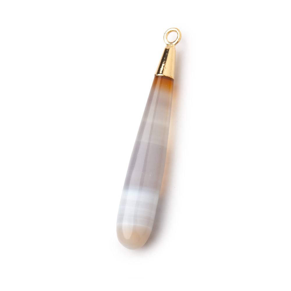 35x6mm Gold Leafed Banded Agate Plain Tear Drop Pendant 1 piece (ONLINE ORDER ONLY)