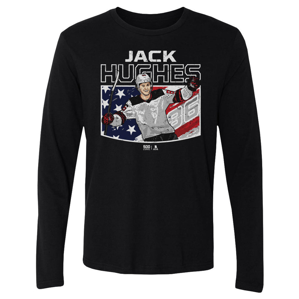 Jack Hughes New Jersey American Flag WHT (ONLINE ORDER ONLY)