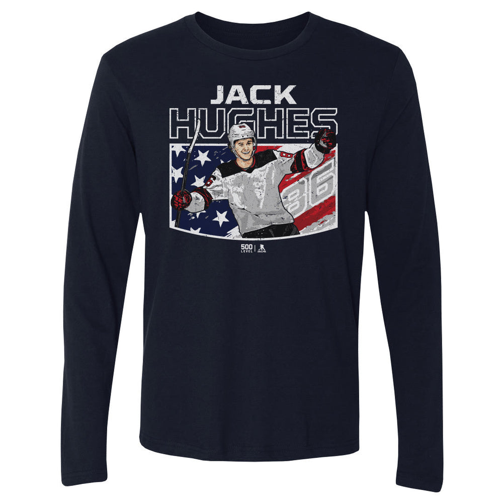Jack Hughes New Jersey American Flag WHT (ONLINE ORDER ONLY)